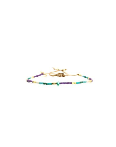 Bracelet Turquoise Paradise Emma turquoise, vert émeraude, mauve, nacre, doré