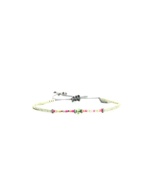 Bracelet Rainbow Kiss Julia rose fluo, corail rosé fluo, vert fluo, argent