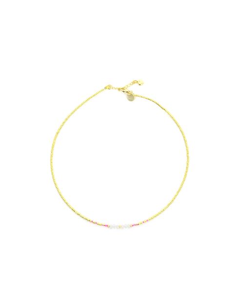 Collier May blanc, rose, doré