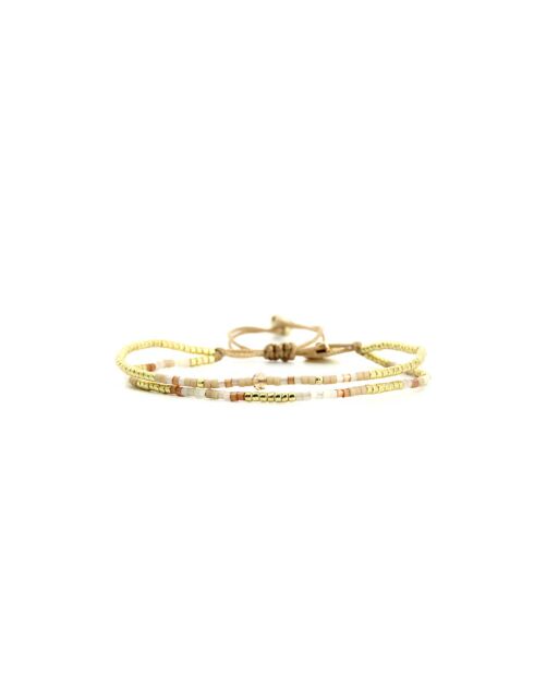 Bracelet White Coconut Alya caramel, vanille, nacre, doré