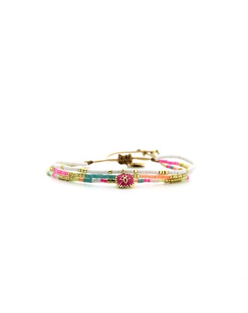 Bracelet Salvador De Bahia Alma rose fluo, corail rosé fluo, vert fluo, doré