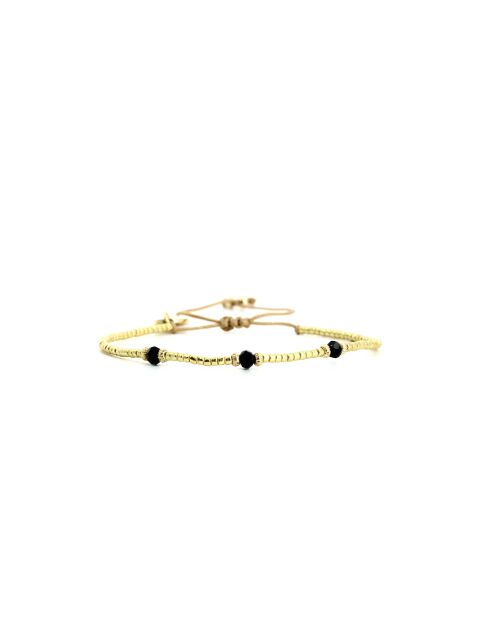 Bracelet Sable Noir Nina noir, blanc, nacre, doré