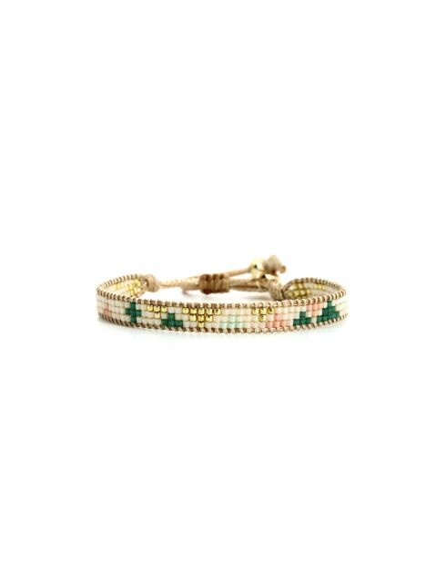 Bracelet Sweet Cactus Célia vert émeraude, rose pastel, vert d'eau, nacre, doré