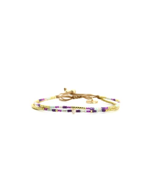Bracelet Pretty Woman Alya mauve, violet orchidée, vert d'eau, doré