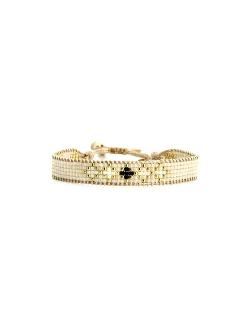 Bracelet Sable Noir Alba noir, blanc, nacre, doré