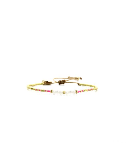 Bracelet Salvador De Bahia Elena rose fluo, corail rosé fluo, vert fluo, doré