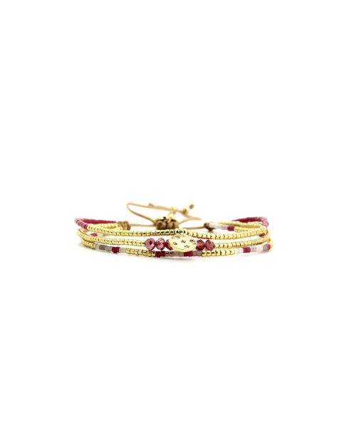 Bracelet Plum Bubble Swen prune, rose poudré, nacre, doré