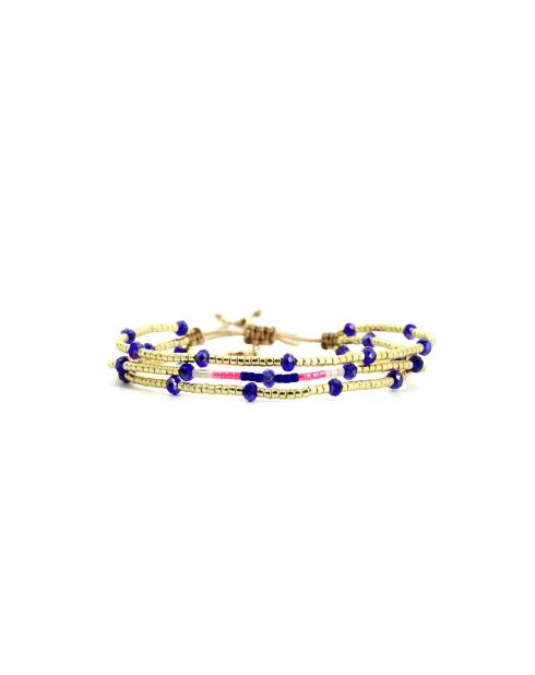 Bracelet Bonifacio Sunset Léonie bleu royal, rose fluo, saumon, caramel, doré