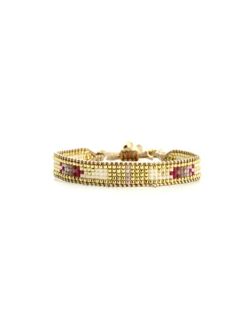 Bracelet Plum Bubble Ines prune, rose poudré, nacre, doré