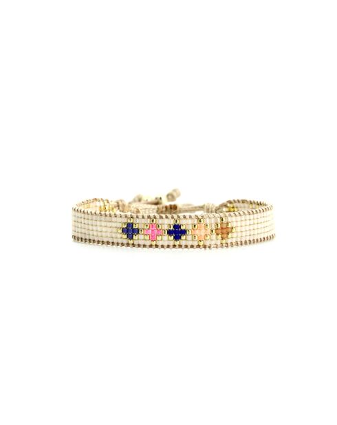Bracelet Bonifacio Sunset Alba bleu royal, rose fluo, saumon, caramel, doré