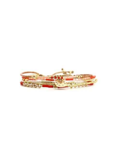 Bracelet Corail Mango Fanny rouge corail, saumon rosé, blanc, doré