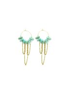 Paires de boucles chaînes NAOMIE  turquoise, doré