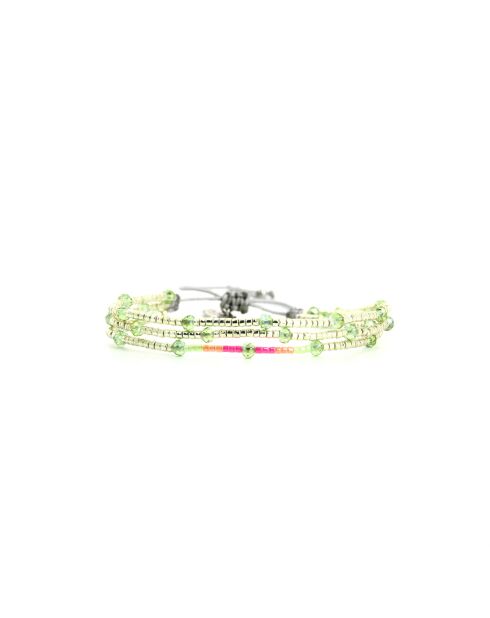 Bracelet Rainbow Kiss Léonie rose fluo, corail rosé fluo, vert fluo, argent
