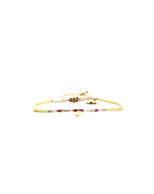 Bracelet Plum Bubble Ness prune, rose poudré, nacre, doré