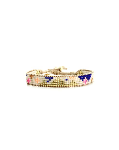 Bracelet Bonifacio Sunset Chloé bleu royal, rose fluo, saumon, caramel, doré
