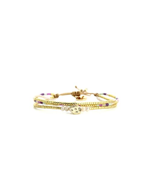 Bracelet Pretty Woman Swen mauve, violet orchidée, vert d'eau, doré