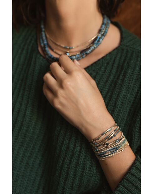Bracelet Émeraude Paradise Célia vert émeraude, bleu, champagne, doré