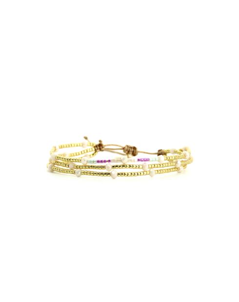 Bracelet Pretty Woman Léonie mauve, violet orchidée, vert d'eau, doré