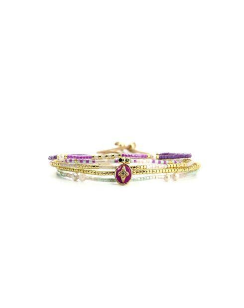 Bracelet Pretty Woman Joy mauve, violet orchidée, vert d'eau, doré