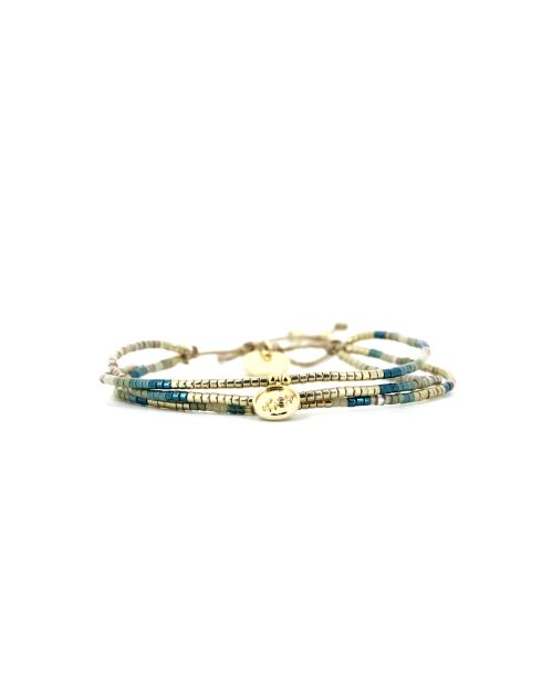 Bracelet Émeraude Paradise Emy vert émeraude, bleu, champagne, doré