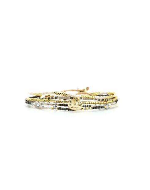 Bracelet Grey Sand Fanny Camaïeu de gris, blanc, doré