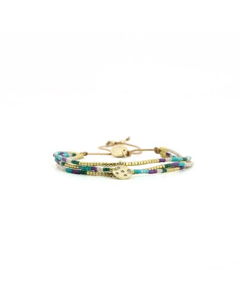 Bracelet Turquoise Paradise Emy turquoise, vert émeraude, mauve, nacre, doré