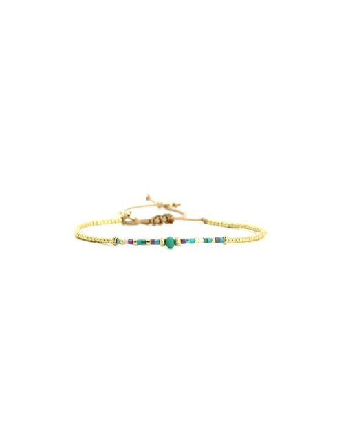 Bracelet Turquoise Paradise Julia turquoise, vert émeraude, mauve, nacre, doré