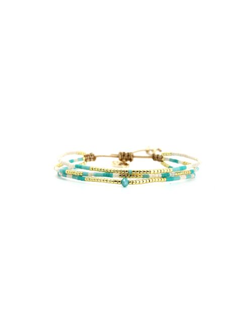 Bracelet Bora Bora Agathe Turquoise, blanc, doré