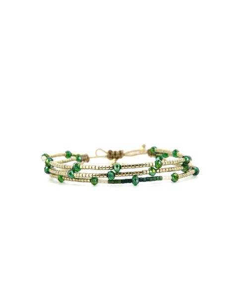 Bracelet Vert de Jade Léonie camaïeu de vert, champagne, doré