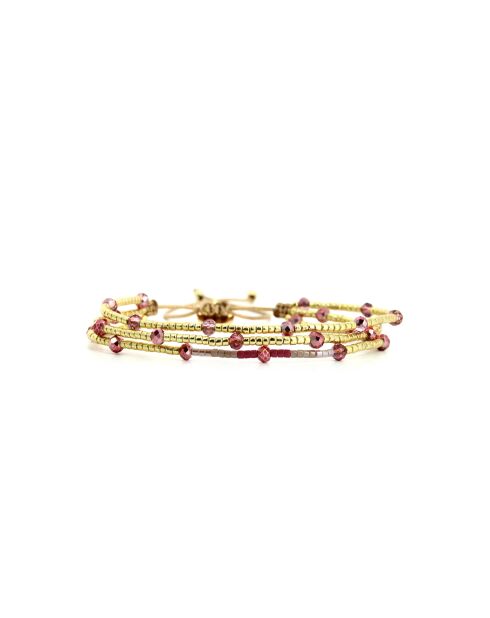 Bracelet Plum Bubble Léonie prune, rose poudré, nacre, doré