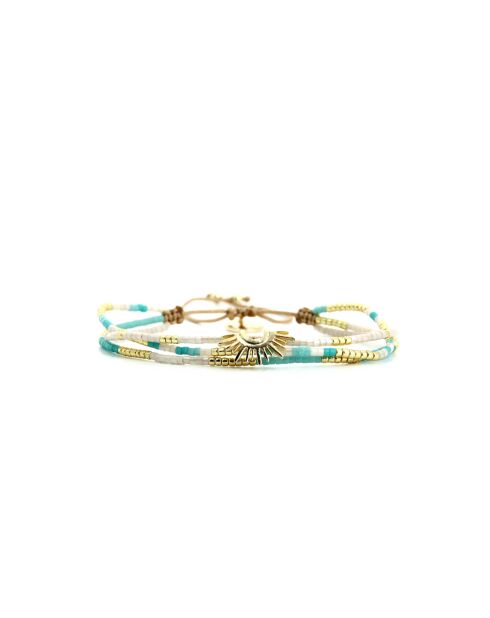 Bracelet Bora Bora Saly Turquoise, blanc, doré