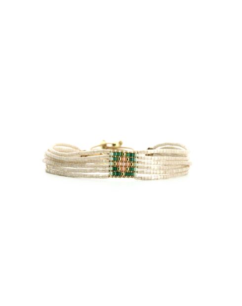 Bracelet Sweet cactus Keira vert émeraude, rose pastel, vert d'eau, nacre, doré