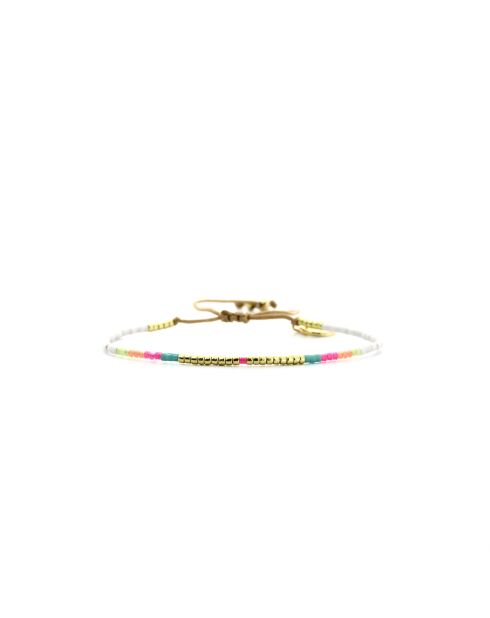 Bracelet Salvador De Bahia Alice rose fluo, corail rosé fluo, vert fluo, doré