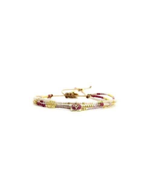 Bracelet Plum Bubble Alma prune, rose poudré, nacre, doré