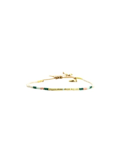 Bracelet Sweet Cactus Alice vert émeraude, rose pastel, vert d'eau, nacre, doré