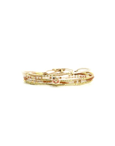 Bracelet White Coconut Joy caramel, vanille, nacre, doré