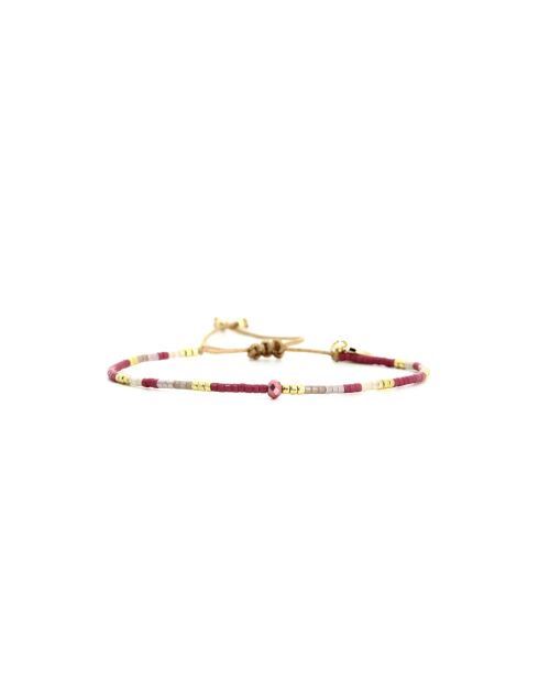 Bracelet Plum Bubble Emma prune, rose poudré, nacre, doré