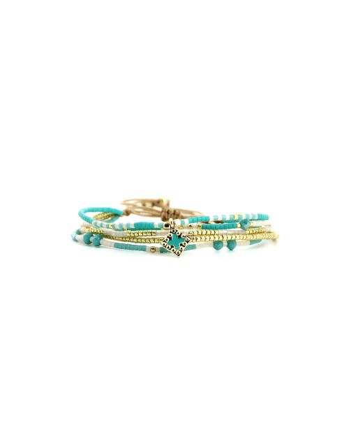 Bracelet Bora Bora Inaya Turquoise, blanc, doré