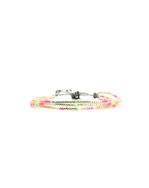 Bracelet Rainbow Kiss Agathe rose fluo, corail rosé fluo, vert fluo, argent