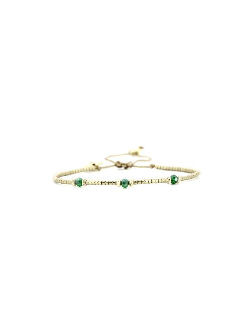 Bracelet Vert de Jade Nina camaïeu de vert, champagne, doré