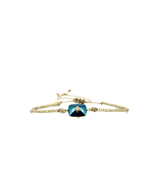 Bracelet Émeraude Paradise Alix vert émeraude, bleu, champagne, doré