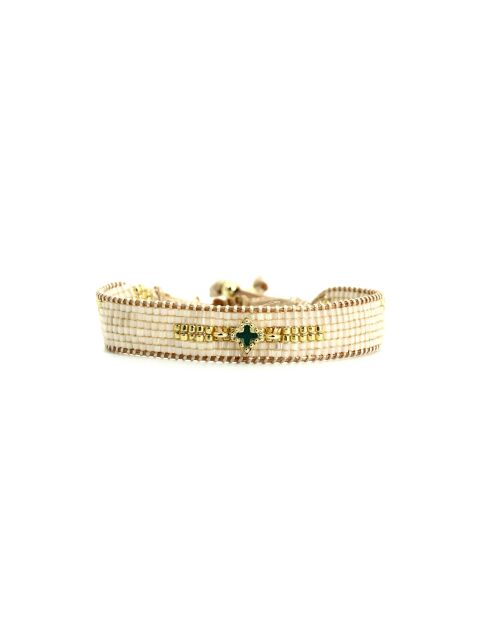Bracelet Sweet cactus Lou vert émeraude, rose pastel, vert d'eau, nacre, doré