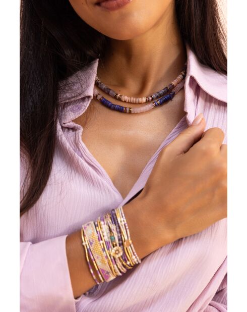 Bracelet Pretty Woman Alba mauve, violet orchidée, vert d'eau, doré