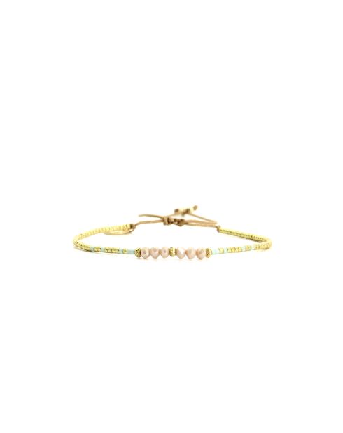 Bracelet Sweet Cactus Elena vert émeraude, rose pastel, vert d'eau, nacre, doré