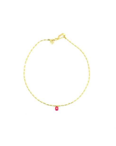 Collier June  rose, doré