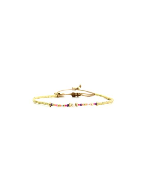 Bracelet Spaggia Rosa Julia mauve, rose fluo, saumon fluo, nacre, doré
