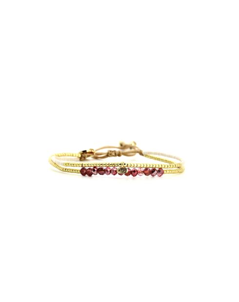 Bracelet Plum Bubble Ella prune, rose poudré, nacre, doré
