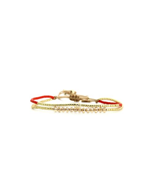 Bracelet Corail Mango Ella rouge corail, saumon rosé, blanc, doré