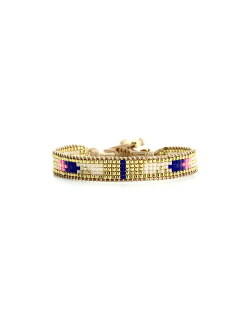 Bracelet Bonifacio Sunset Ines bleu royal, rose fluo, saumon, caramel, doré
