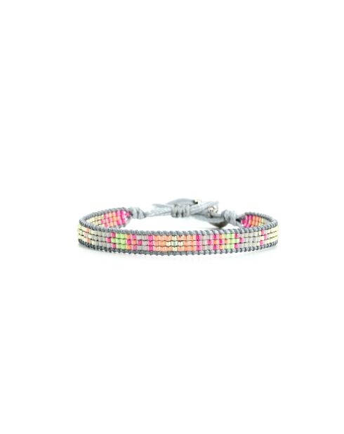 Bracelet Rainbow Kiss Lina rose fluo, corail rosé fluo, vert fluo, argent